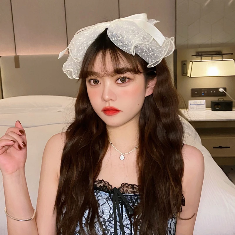 

Spring New Oversized Bow Hair Accessories Big Bow Mesh Dots Hair Hoop Oversized Bow Lace Flower Ribbon Hair Clip Hairpins