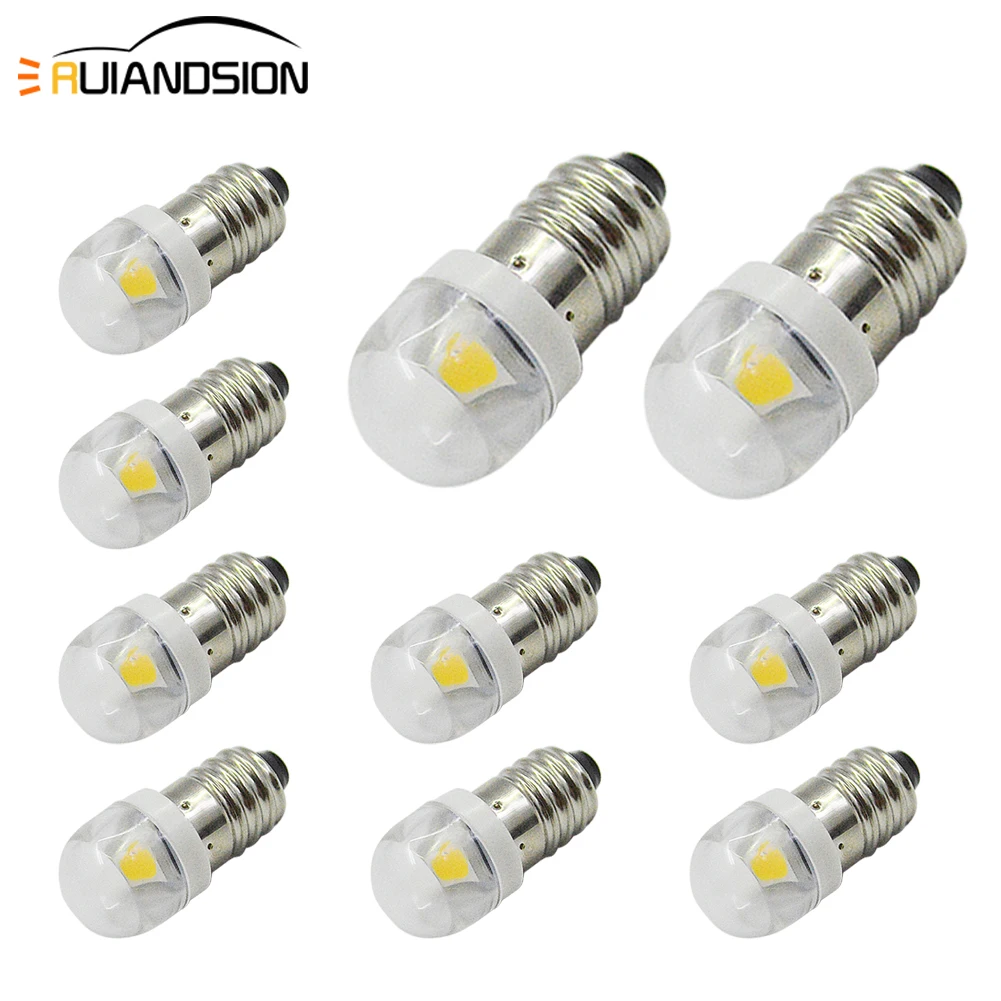10 шт. E10 винт светодиодный 5050SMD 1 Светодиодный светильник 6000K 4300K Предупреждение