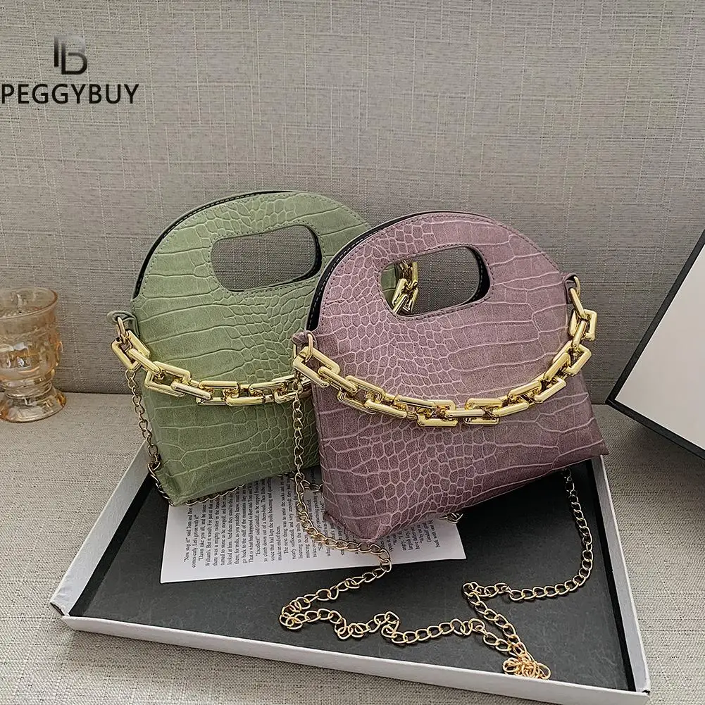 

Alligator Pattern Shoulder Bag Fashion PU Leather Women Designer Handbag Chain Solid Color Messenger Bag