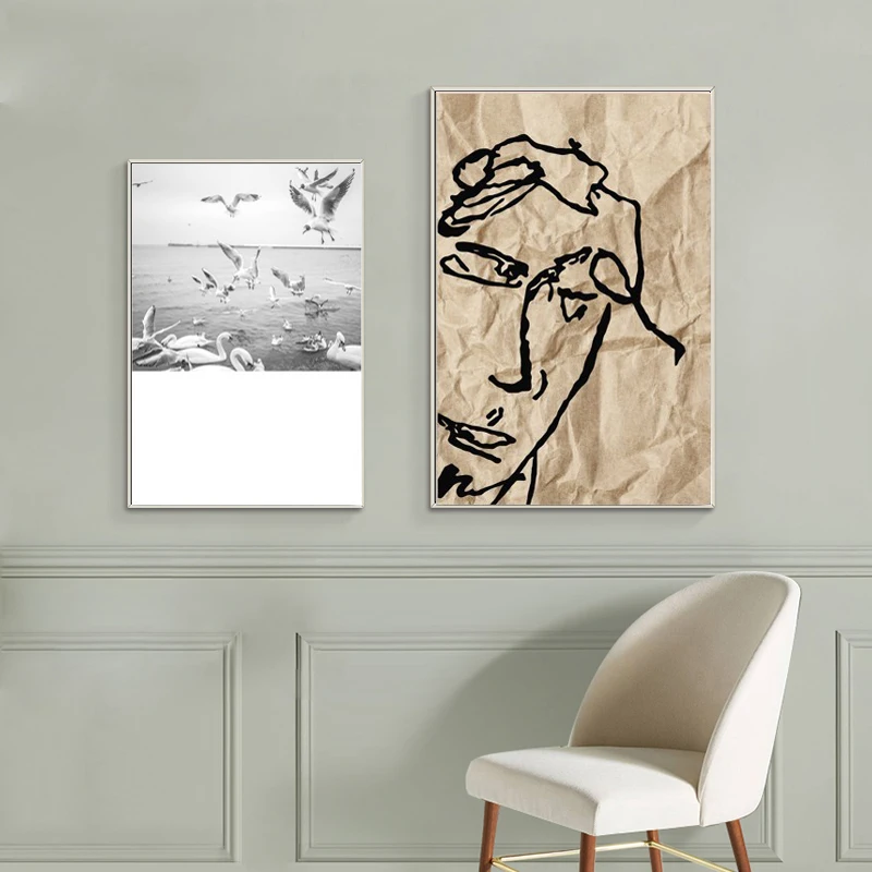 Винтажный абстрактный Матисс линия фигурка минималистичный Европейский Холст