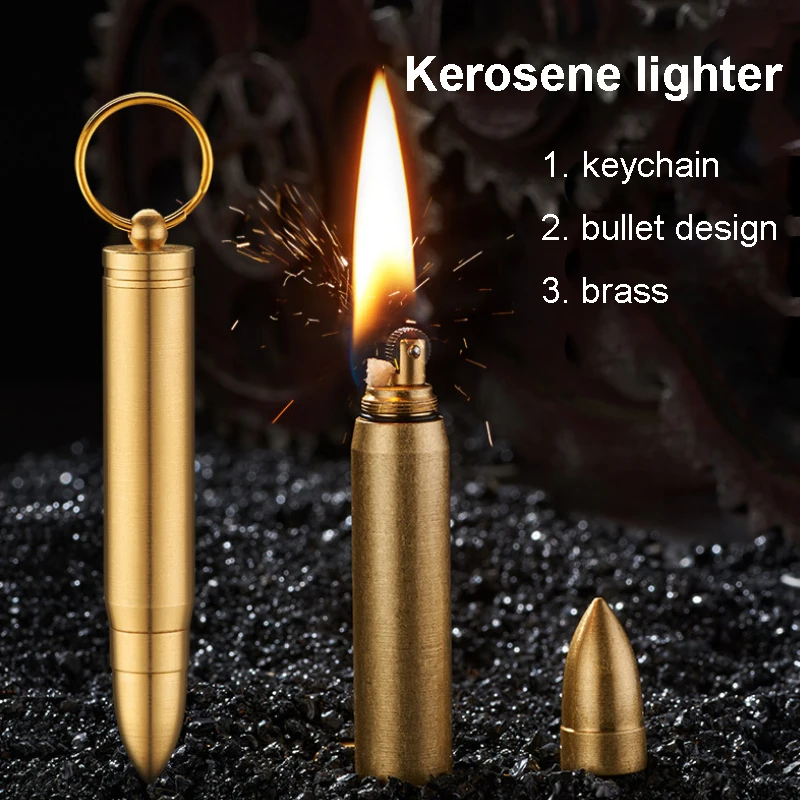 Classic Fashionable Gasoline Kerosene Fluid Creative Bullet Lighter Keychain Dropship Supplier