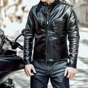 TOM JACK Classic Soft Lambskin Boda Biker Leather pure Genuine Leather  Jacket For Men And Boys (M)