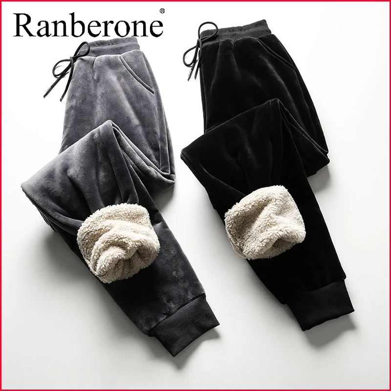 

Ranberone женские зимние бархатные штаны теплые штаны для девочек штаны-шаровары повседневные свободные износа спортивная обувь для бега, боль...