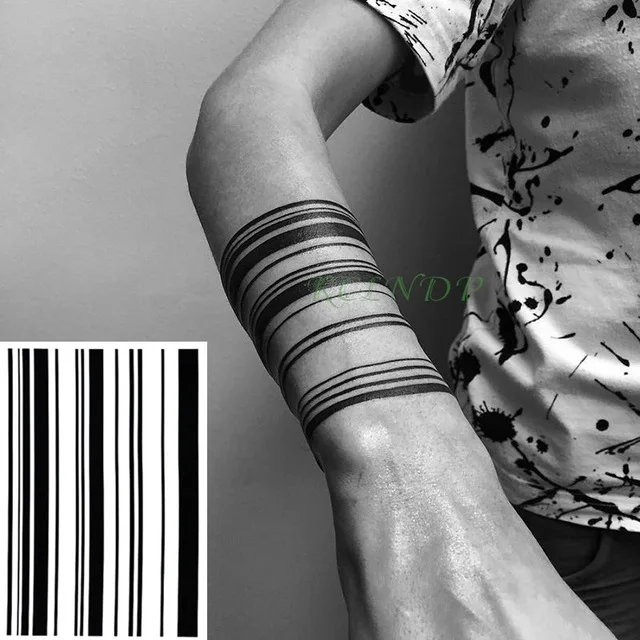 

Waterproof Temporary Tattoo Sticker stripe Bar code streak line Fake Tatto Flash Tatoo Back leg Abdomen Arm for Men Women