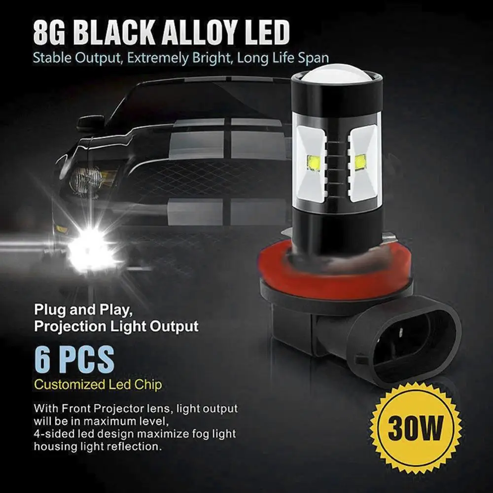 High Quality 2x H8 H11 H16 6000K White 100W Power LED Fog Light Driving Bulb Drop Shipping | Автомобили и мотоциклы