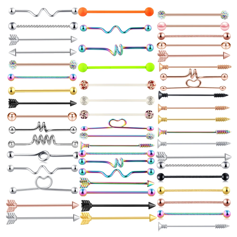 Пирсинг штанги в форме сердца, из нержавеющей стали, 14 г, хрящевой пирсинг для уха, штанги, украшения для тела 38 мм