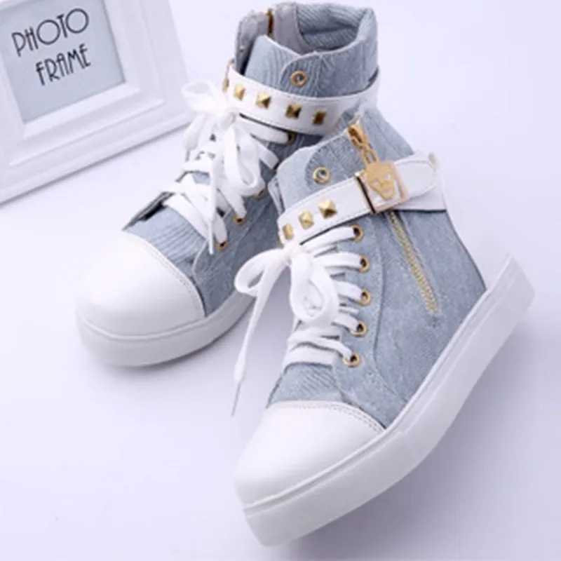 

2020 Spring and Summer New Women's Shoes Sneakers High-top Canvas Shoes Female Floral Casual Students Thick-soled Sneakers