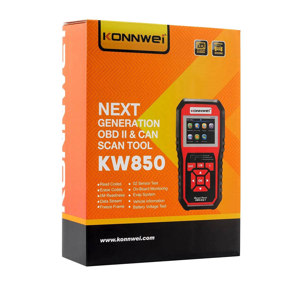 Универсальный OBD считыватель кодов двигателя KONNWEI KW850 полнофункциональный