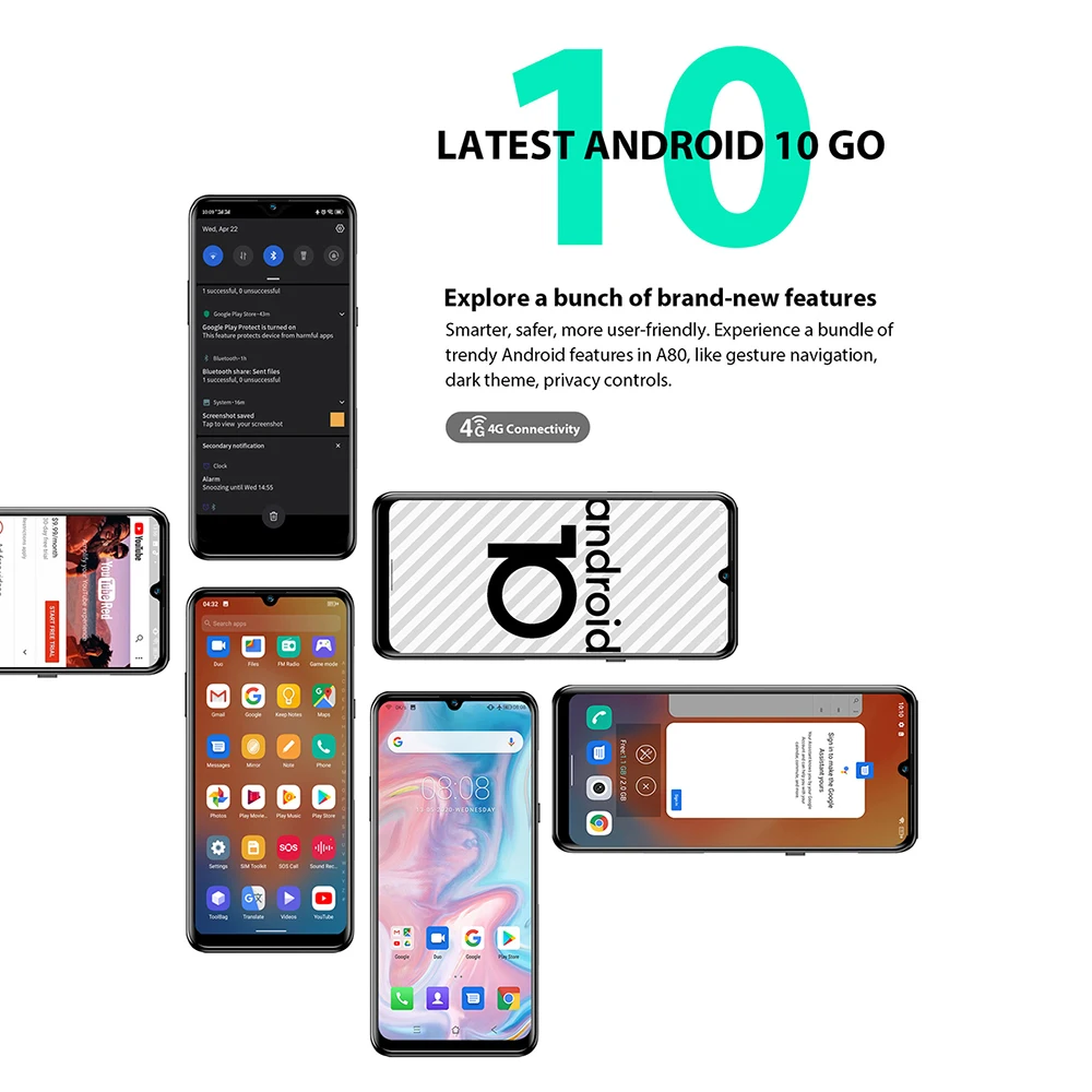 Blackview A80 Android 10 0 Go Мобильные телефоны Quad камера заднего вида 6 21 'водослива HD экран