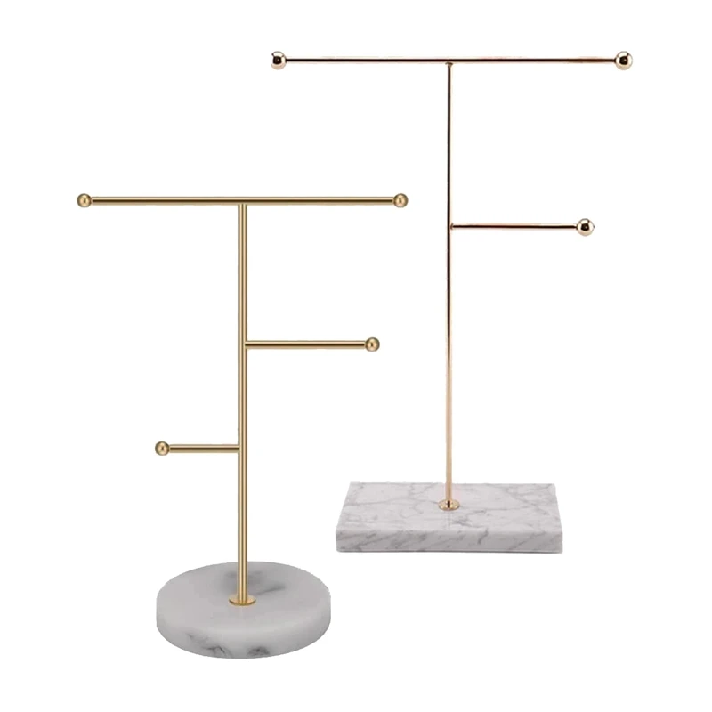 

Kili 2Pcs Marble Pattern Simple Decorative Jewelry Bracelet Necklace Stand Display Stand Ring Earring Storage