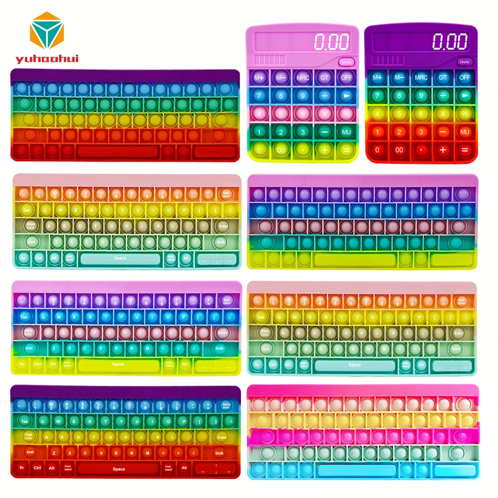 Радужная клавиатура популярные игрушки-антистресс с пузырьками многоцветная