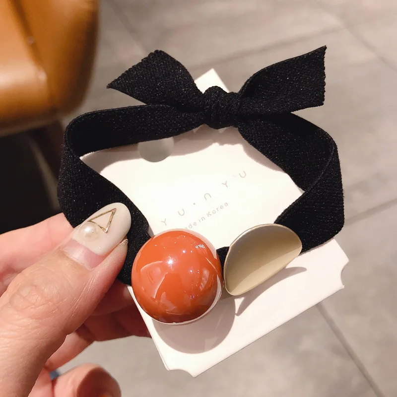 Резинки для волос женские эластичные в Корейском стиле с металлическим шариком |