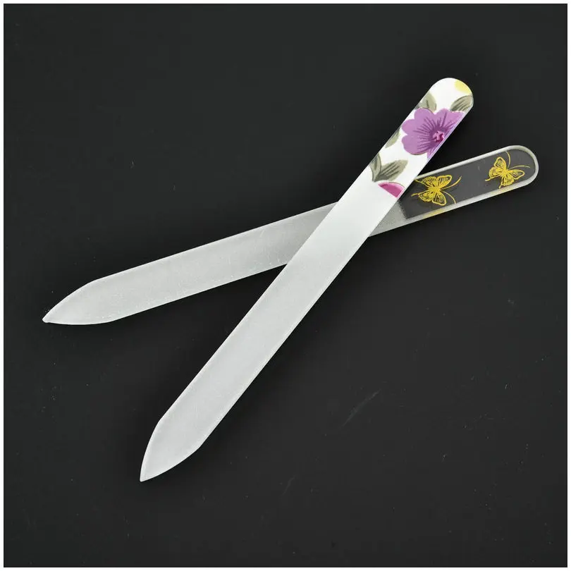 

7 цветов, прозрачные стеклянные пилочки для ногтей, принадлежности для ногтей для профессионалов, маникюр, случайный цвет