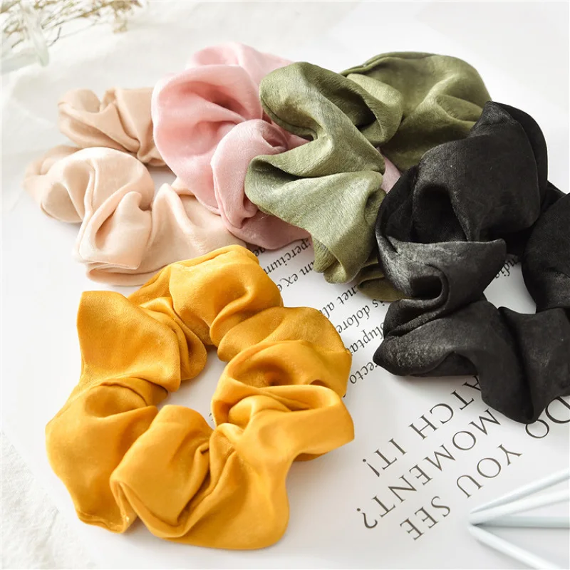 

New Classic Satin Simple Large Intestine Hair Tie Pure Color Girl All-match Hair Rope Rubber Band Hair Accessories
