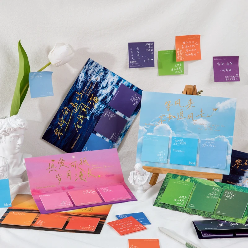

60 Sheets Romantic Poem Sticky Memo Pad Writing Paper Message Note Office Student Stationary Scrapbook Desk Decor Notebook