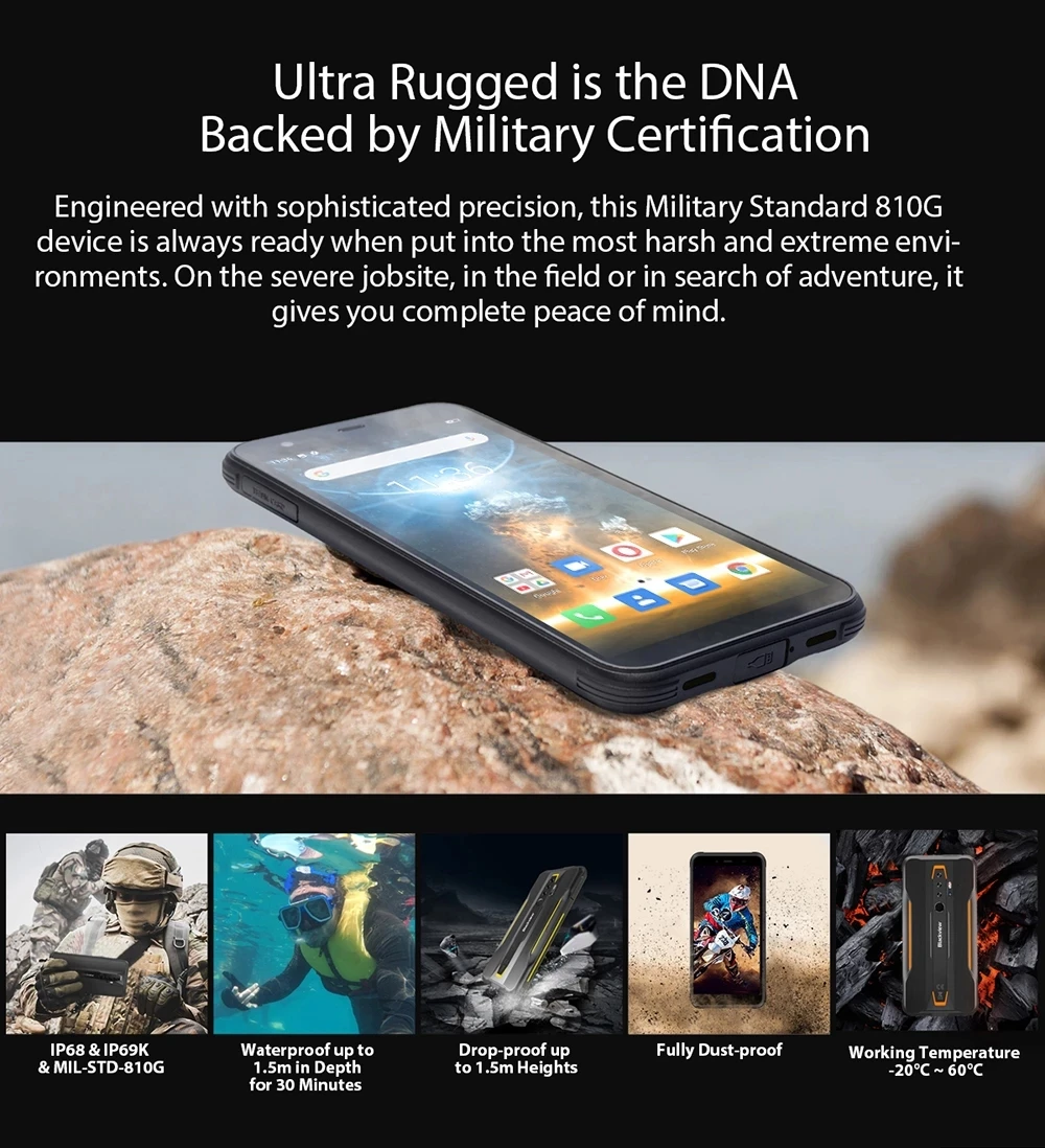 Смартфон Blackview BV6300 Pro прочный 6 + 128 ГБ IP68 4380 мА · ч Android 10 NFC 4G мобильный телефон