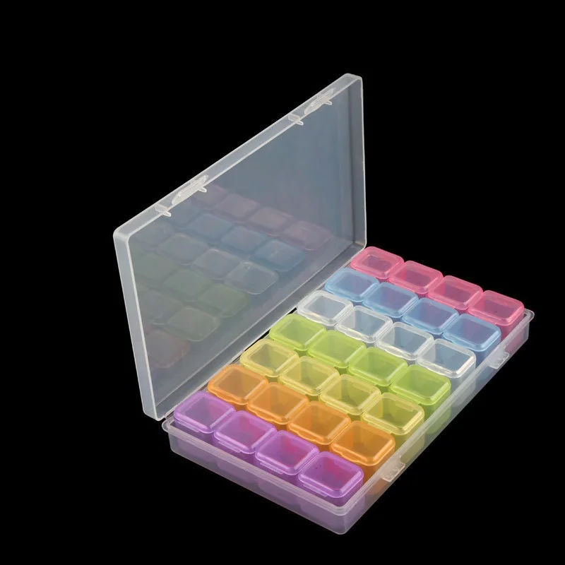 

Diamond Painting Tool 28 Cells Plastic Storage Box Stickers Funnel Kits for Diamond Painting Embroidery Accessories Beads Case