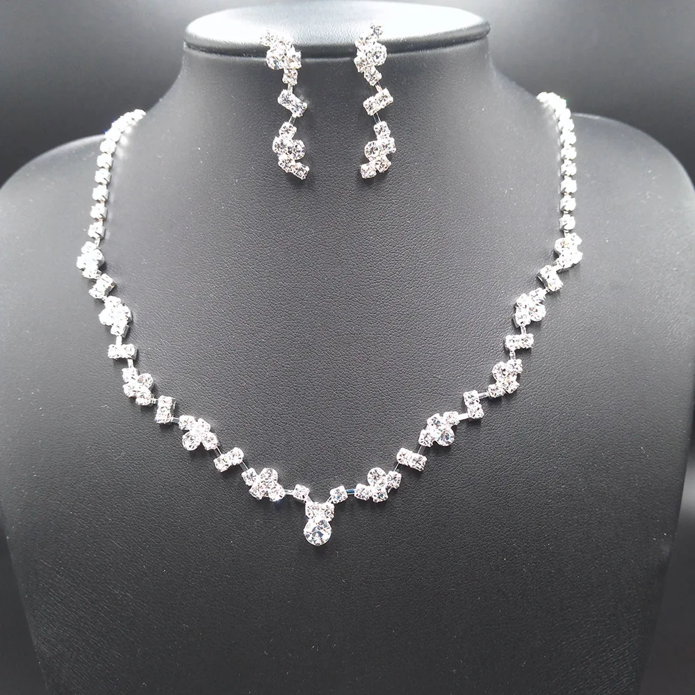 

L92 просто следуете модным трендам свадебное ожерелье серьги комплект ювелирных изделий цепи с украшением в виде кристаллов набор из Циркон...