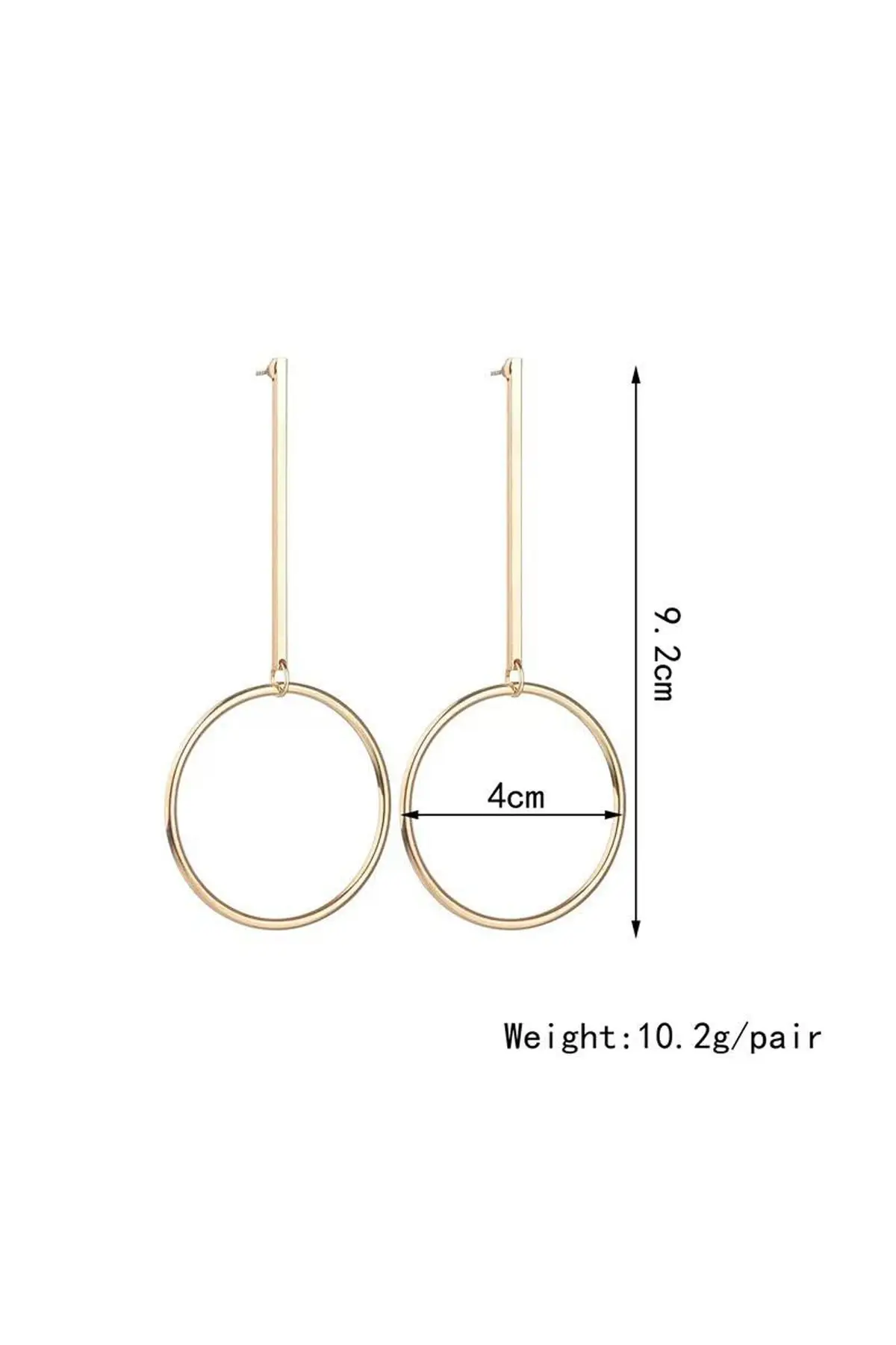 

Women's Gold Color Long Barred Circle Earrings Modern Stylish Earrings
