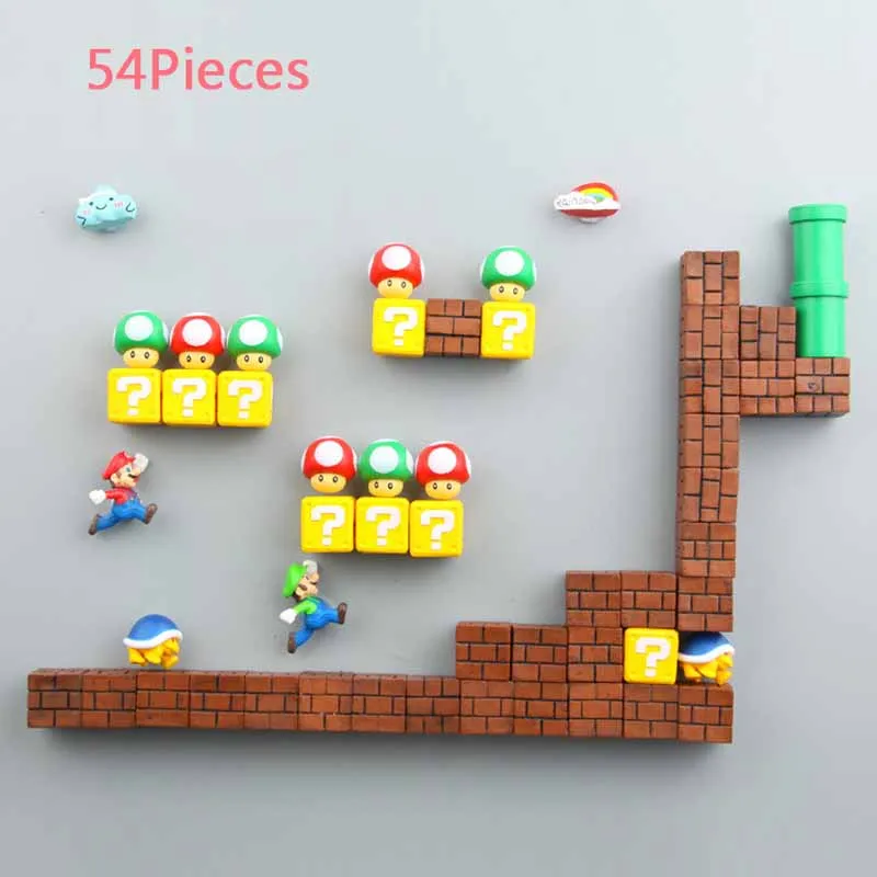 54 Combinations 3D Super Mario Bros. Магниты на холодильник стикер сообщений смешные девочки мальчики для малышей детей студентов игрушки на день рождения - Цвет: 54 Combinations
