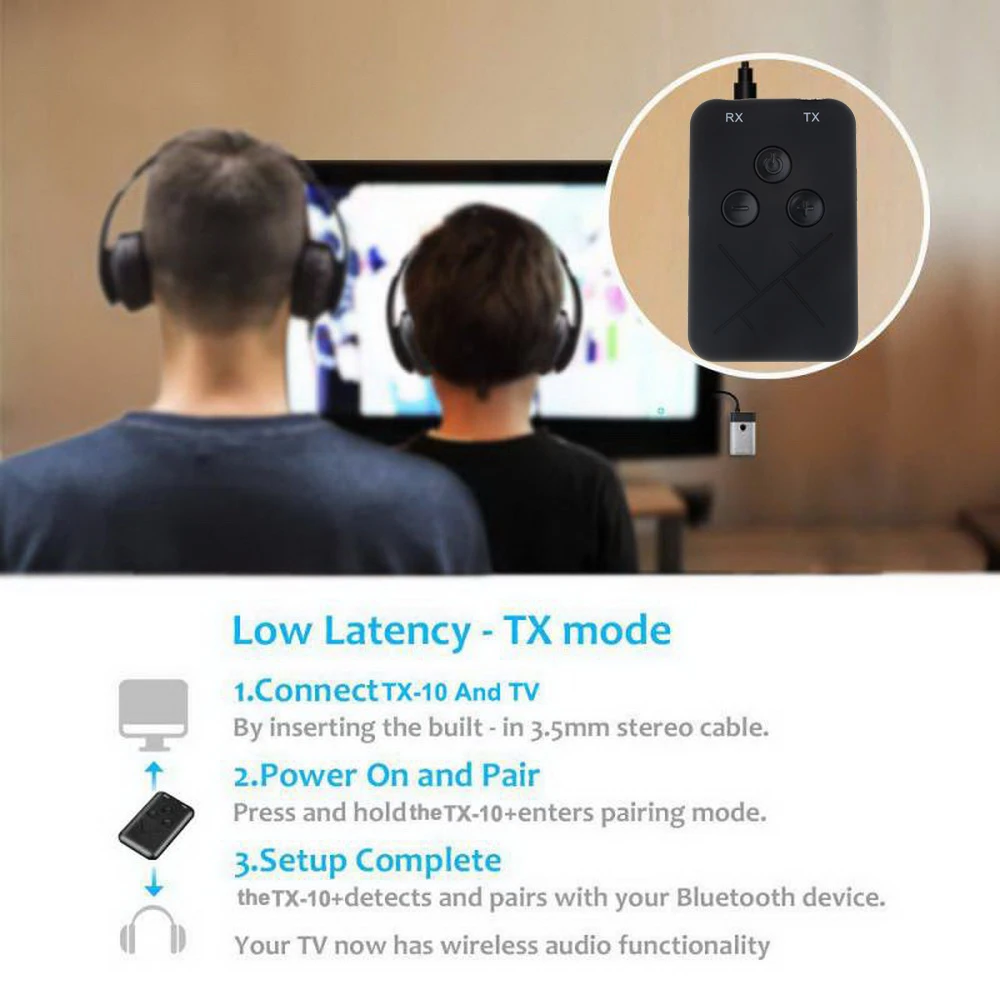 Портативный Bluetooth 4 2 передатчик беспроводной аудио приемник адаптер Мини 3 5 мм ТВ