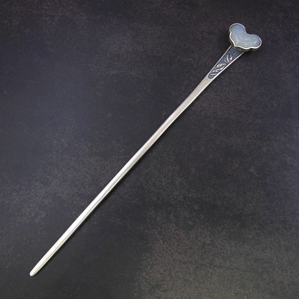 Шпилька для волос из тайского серебра с камнями винтажная шпилька серебряной