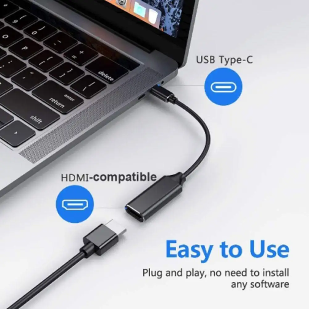 USB Type C to HDMI-compatible Adapter Converter 3.1 HD TV 4K For HP/ Dell/ Intel/ MacBook/ Samsung/ Huawei | Электроника
