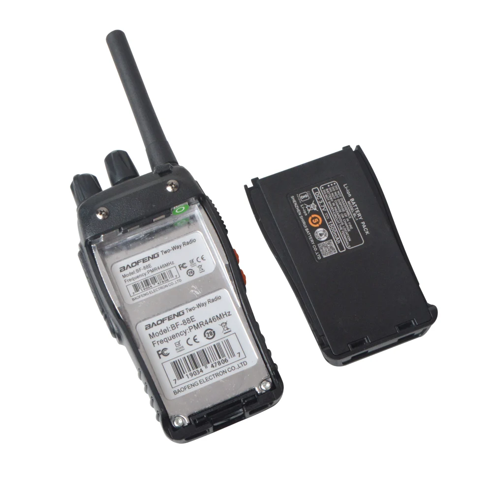 2pcspack walkie talkie baofeng bf 88e pmr 16channels 446 00625 446 19375mhz license free radio with usb charger and earpiece free global shipping