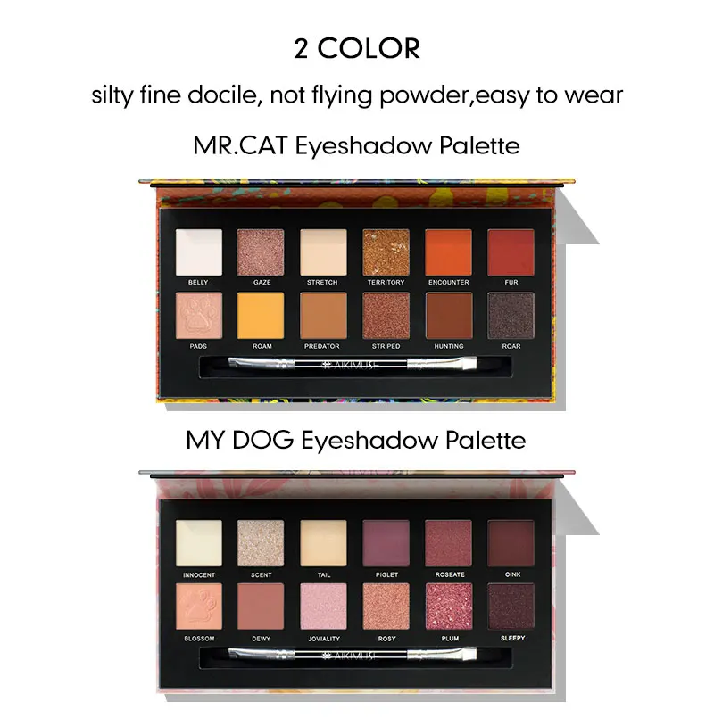 

Cute Animal Glitter Fashion Eyeshadow Palette12 Colors Waterproof Pigment Make Up Palette Long lasting Natural Matte Cosmetics
