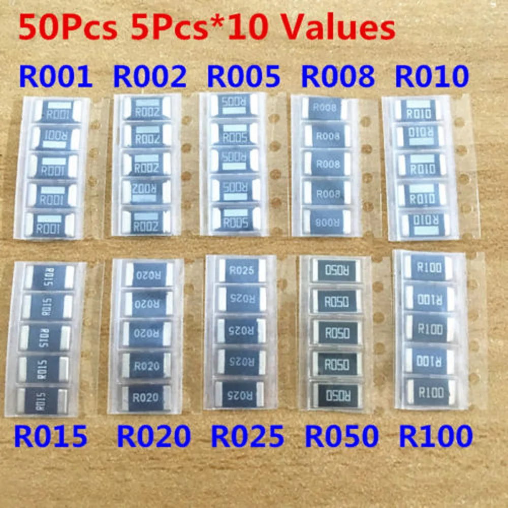 50 шт. резистор из сплава SMD 2512 10 значений R001 R005 R010 R050 R100 1R|Детали и аксессуары для