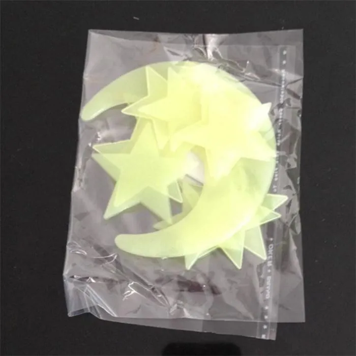 

1 Set DIY 3d Cartoon Moon StarGlow in Dark LuminousWallpaper Wall Stickers for Kids Rooms Nursery Baby living Room Home Decor