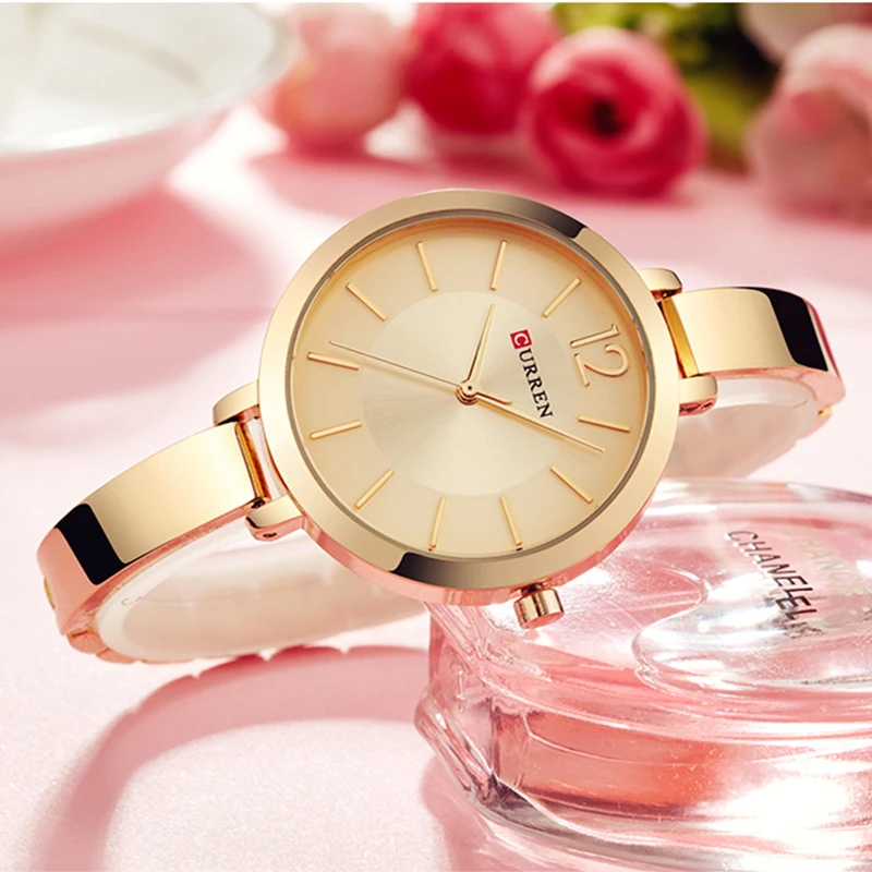 CURREN fashion gold women watches 9012 stainless steel Ultra thin Quartz Watch Woman clock romantic women watches Montre Femme kademan 2020 dress gold watch women crystal diamond watches adies wrist watches stainless steel silver clock women montre femme