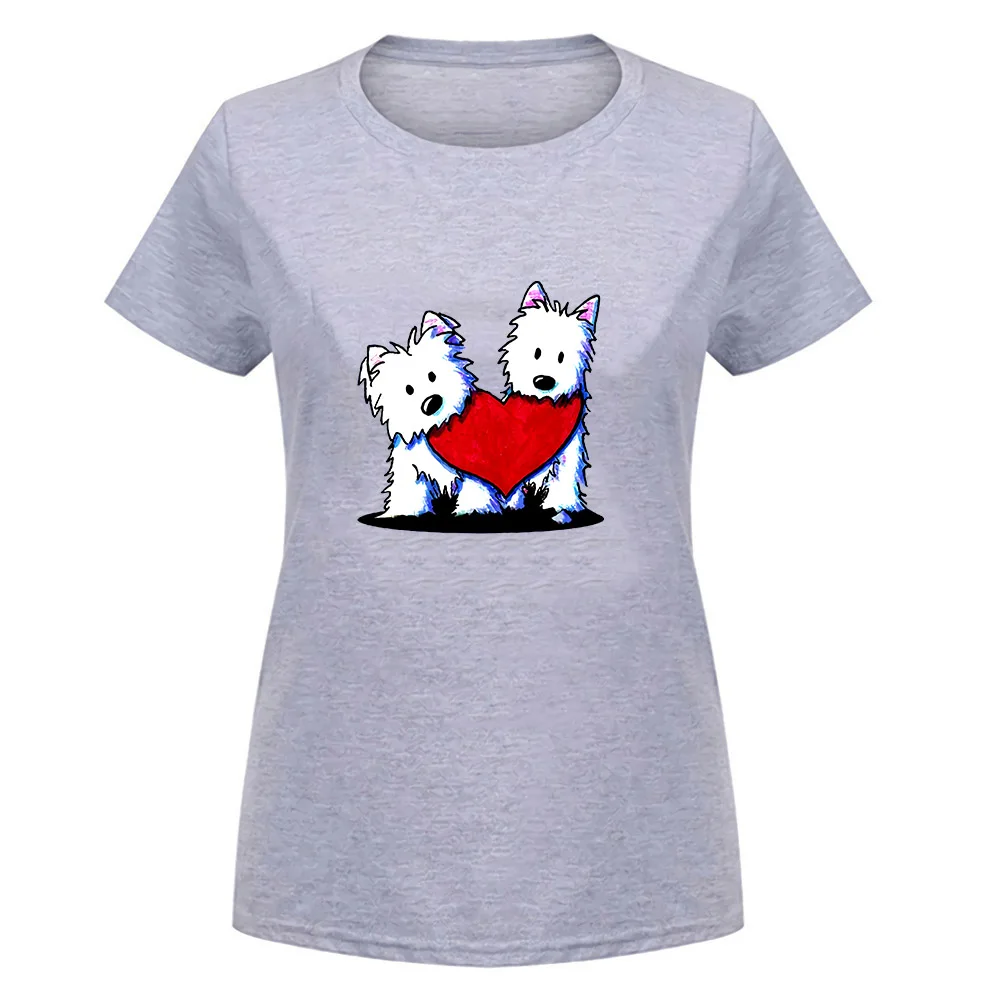 women gray Футболка с надписью «Inktastic This Girl Loves Her Westie», домашние животные, Западный Хайленд, белый терьер, одежда для улицы, футболка - Цвет: women gray