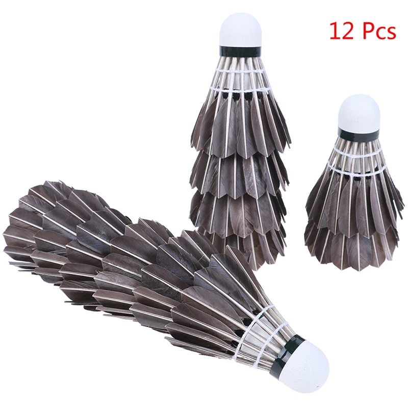 

12 Pcs/Set Training Goose Feather Shuttlecocks Durable Badminton Black Balls