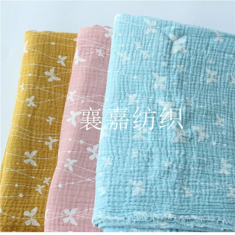 

Cotton Hemp Crepe Double-layer Gauze Printed Children's Clothing Fabric Foam Yarn Anti-mosquito Pants Pajama Fabric
