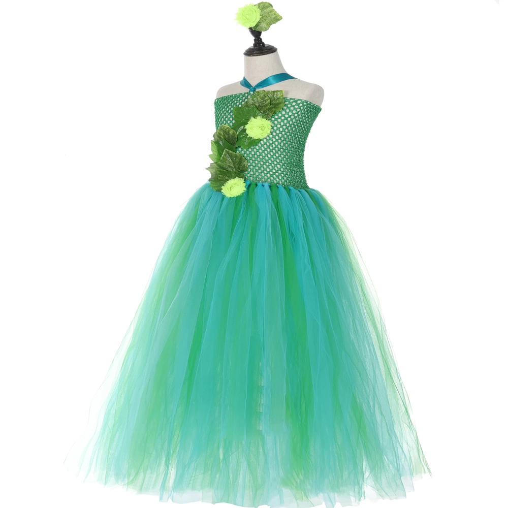 Платье для девочек с цветами листьями феями джунглями на тему дня рождения