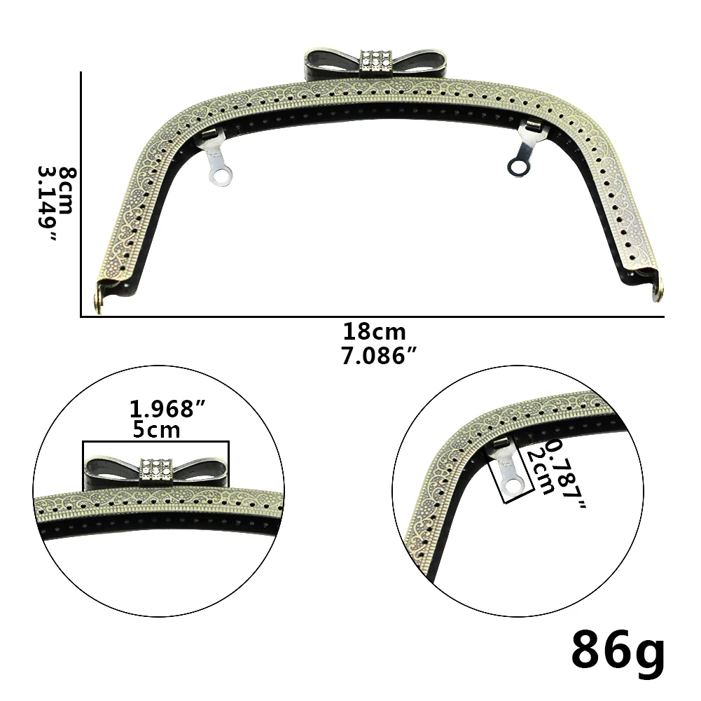 HAOFA 18 см Алмазная декоративная пряжка металлический кошелек рамная застежка винтажная бронзовая сумка Аксессуары 3 шт./партия Прямая с фабрики