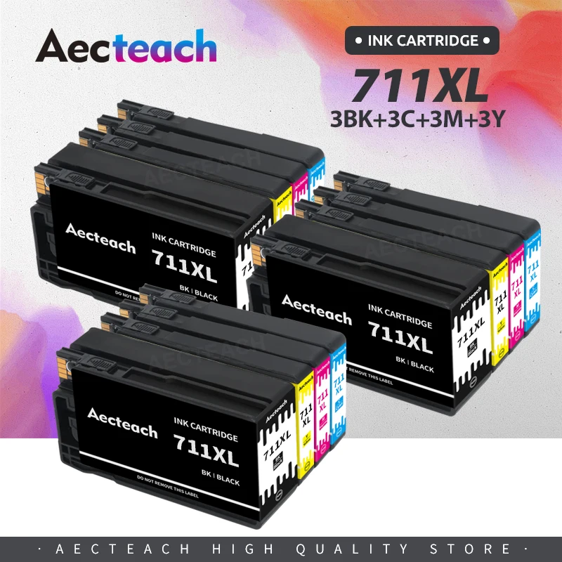 

Aecteach 4 Pieces 711XL Compatible for HP DesigJet T120 T520 T120 24/ T120 610/ T520 24/ T520 for HP711 711 Ink Cartridge