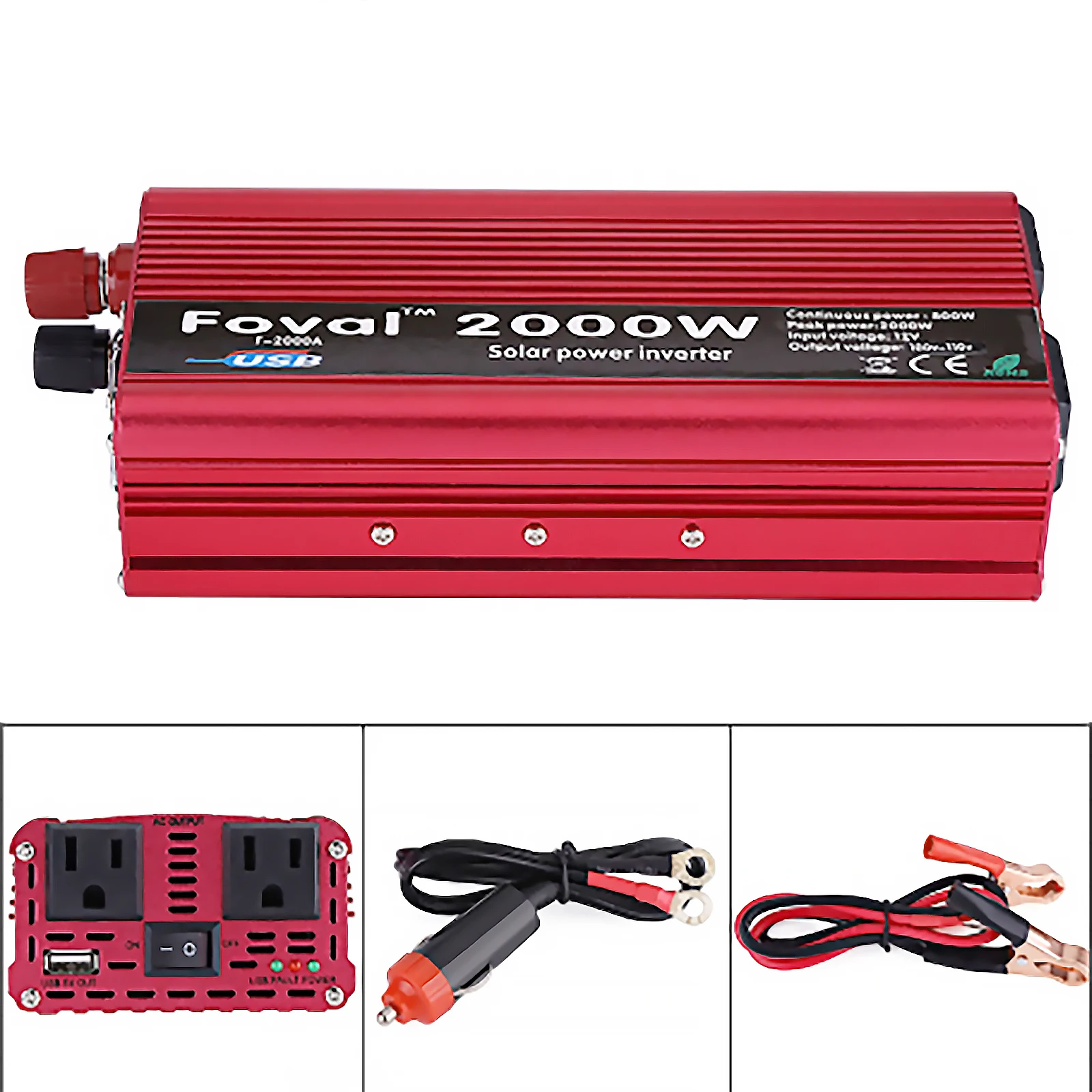 

Автомобильный инвертер мощности-DC 12V to 110V AC автомобильный конвертер 2000W модифицированные синусоидальные автозапчасти
