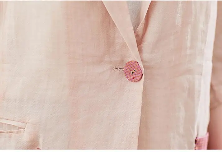 

#5204 Black Pink Vintage Blazer Female Loose Single Button Thin Linen Blazer Woman Retro Plus Size Women Blazers And Jackets