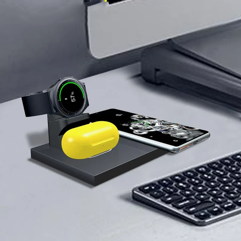 

Беспроводное зарядное устройство Timess, подставка для телефона, часов, гарнитуры, док-станция для быстрой зарядки 3 в 1