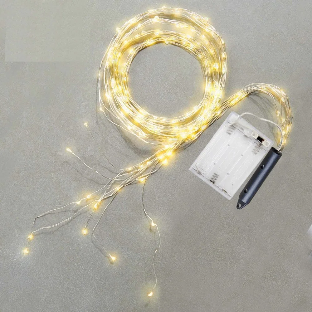 

100 LED Waterfall Vine Tree String Lights Battery Fairy Lights for Tree Holiday Christmas Gazebo BackDrops Garland Decoration