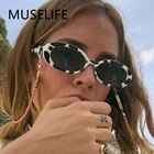 Солнечные очки MUSELIFE в стиле ретро UV400 женские, винтажные солнцезащитные аксессуары в овальной оправе, кошачий глаз, в чёрной оправе