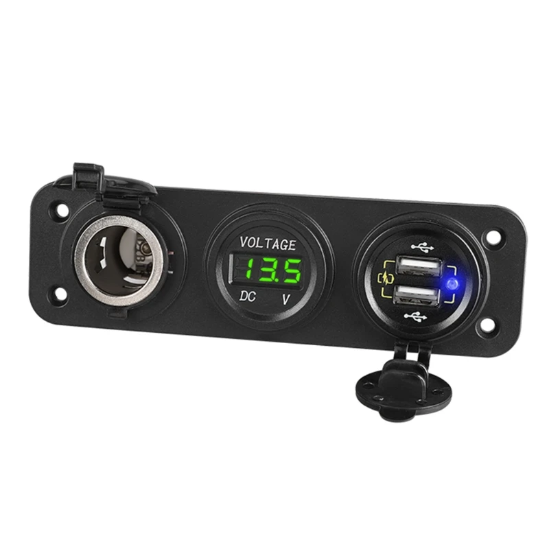 

Dual QC3.0 USB Car Fast Charger LED Voltmeter 12V 24V Outlet Power Socket Panel