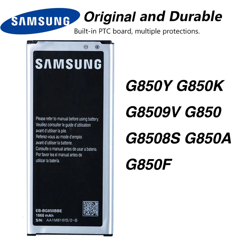 Оригинальный аккумулятор Samsung EB BG850BBE для GALAXY Alpha G850Y G850K G8509V G850 G8508S G850A G850F 1860mAh