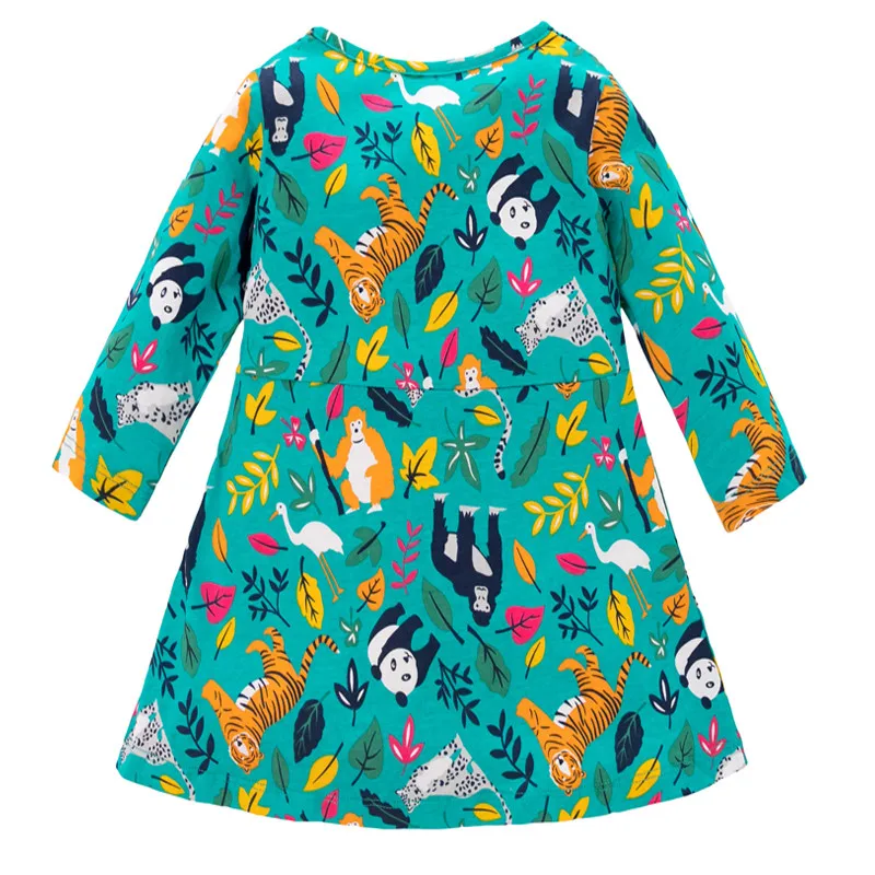 Jumping meters Princess Cotton Girls Dresses for Autumn Spring Baby Flowers Clothing Costume Long Sleeve Party | Детская одежда и