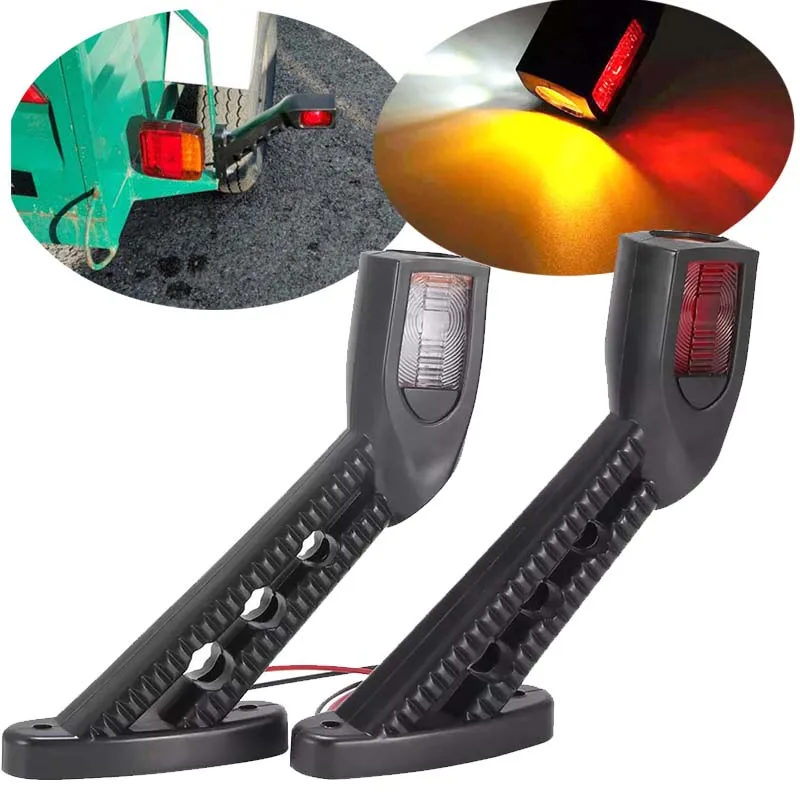 

2Pcs 12V / 24V LED Side Marker Lights Tail Light Amber White Red Indicator Lamps Truck Side Lamp For Trailer Truck Lorry RV Bus
