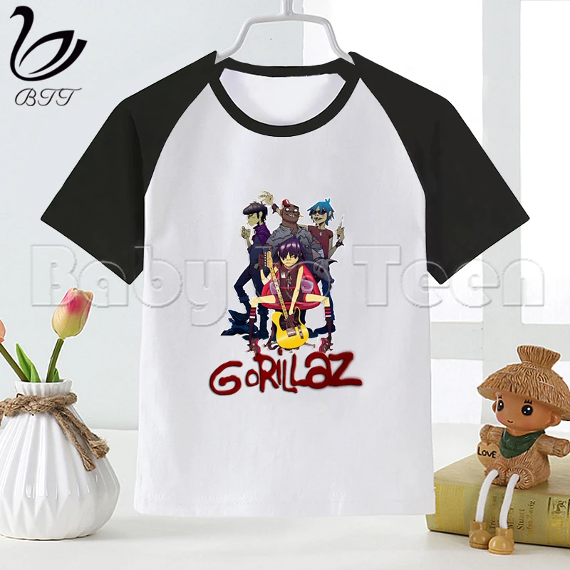 Gorillaz/футболка для мальчиков с рок группой летняя детская футболка топы маленьких