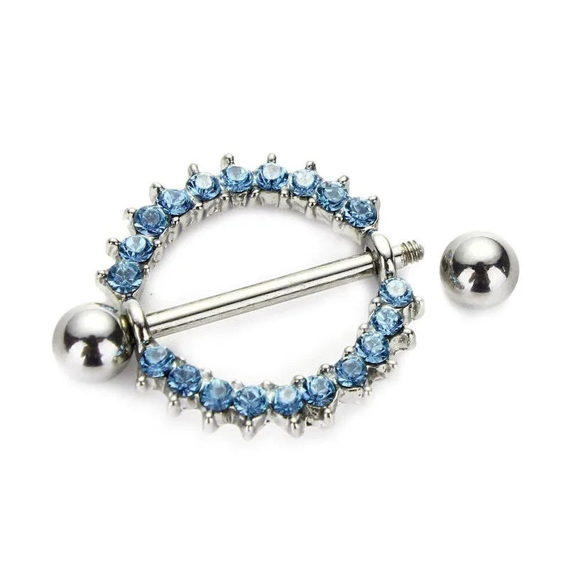 Кольцо стразы из нержавеющей стали для пирсинга сосков с кристаллами | Украшения