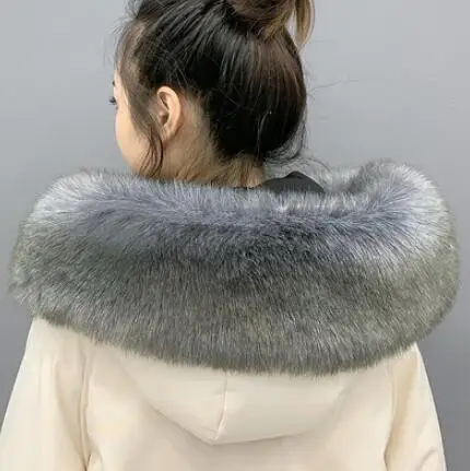 dark gray plus Осенне-зимний женский супер большой искусственный воротник, шапка из лисьего меха, большой воротник из меха енота, воротник с капюшоном, шарф-накидка, 80 см, tb001 - Цвет: dark gray plus